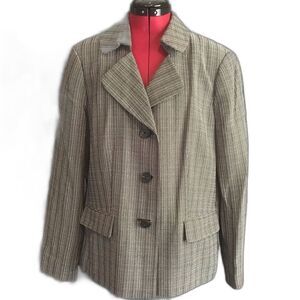 Suit Studio Blazer Women’s Plus Size 18 Grey Striped Long Sleeve Button Front